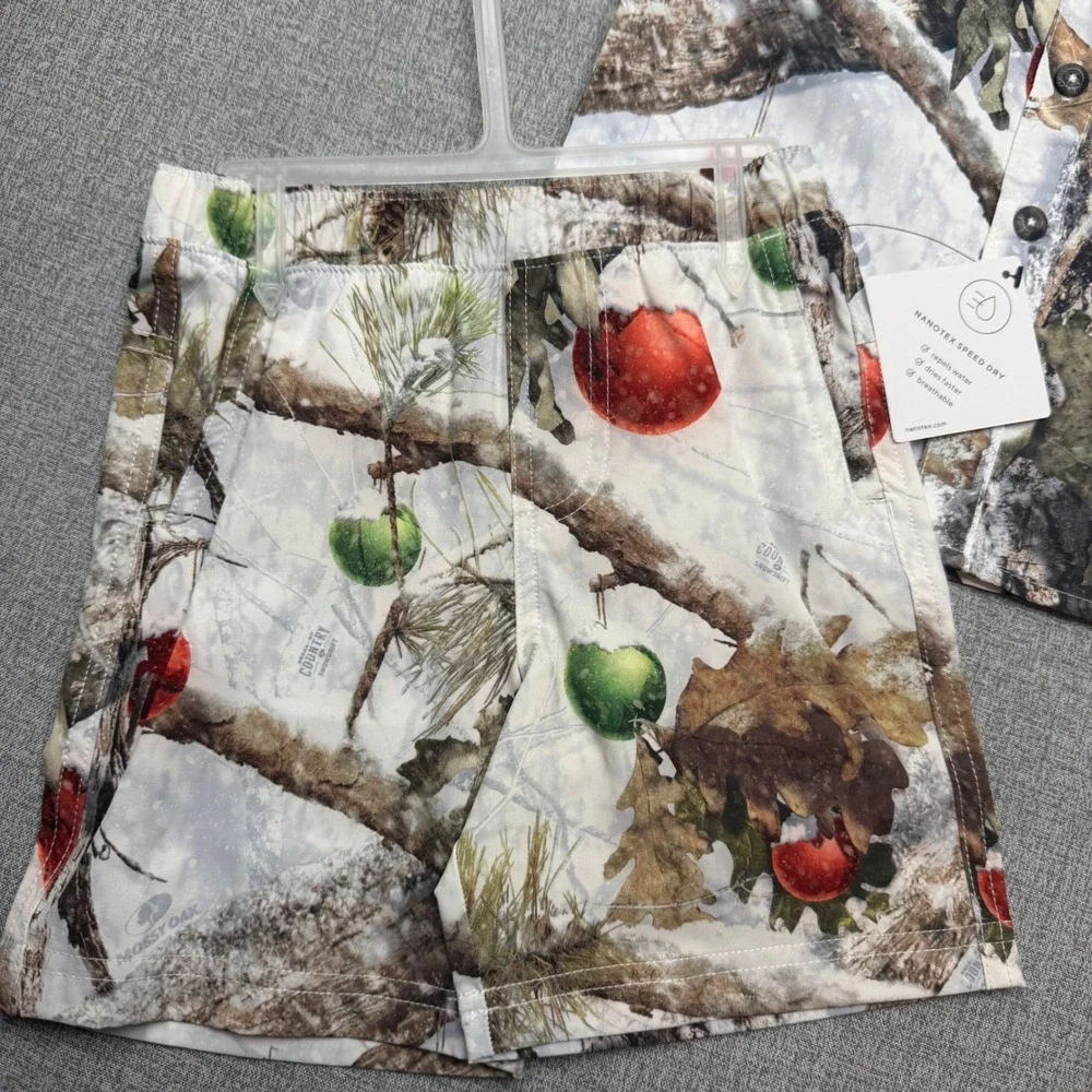 Magellan Outdoors Boys 3T Laguna Madre Holiday Snowdrift Set Shirt Shorts NWT